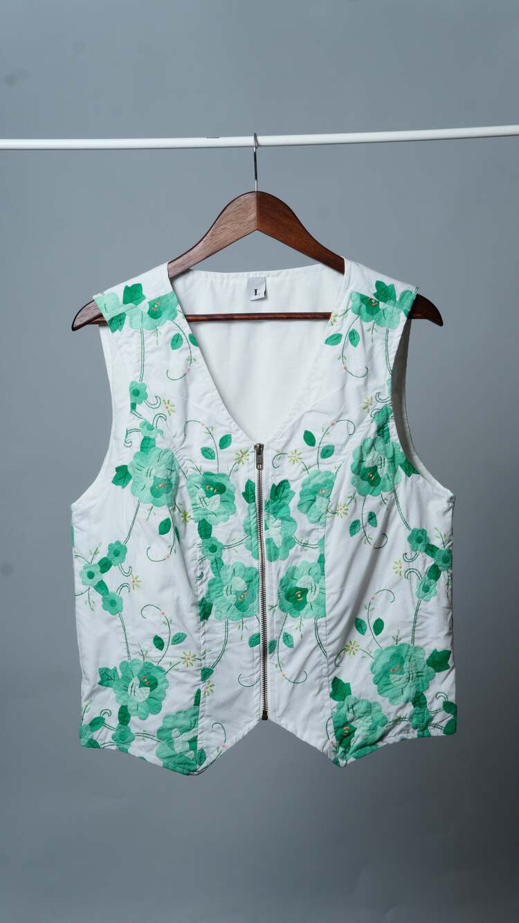 Upcycled Tablecloth Vest Size L